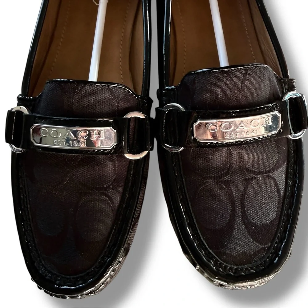 Coach Felisha Woven Classic Print Logo Loafers Shoes Size 8